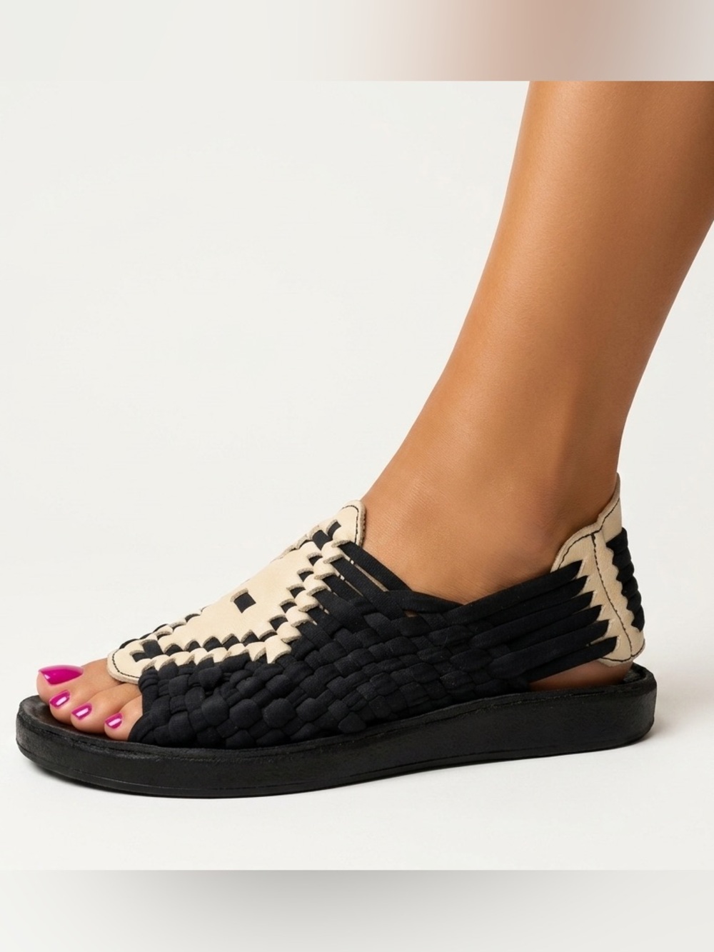 Ter Et Bantine black and white woven slingback sandal